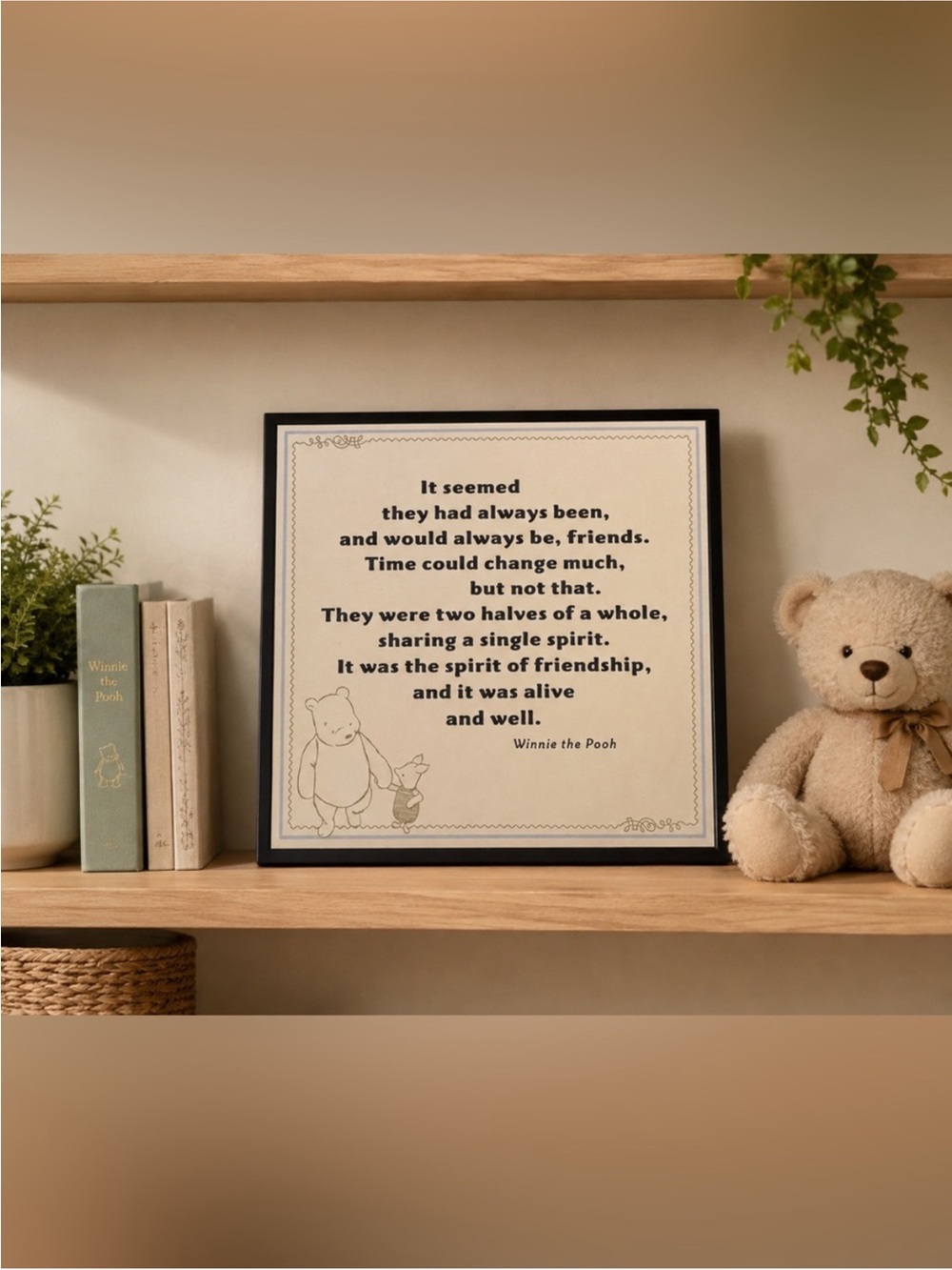 Hallmark Winnie the Pooh Quote Wall Art - Beige and Black